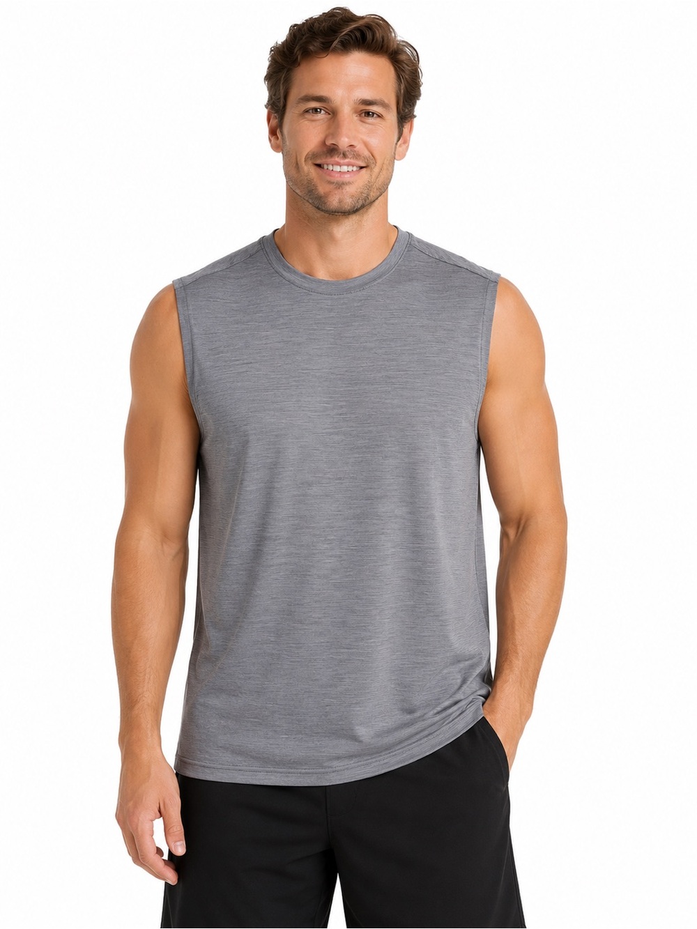 DSG Men's Gray Sleeveless Performance Tank